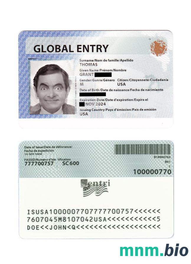 USA global entry card